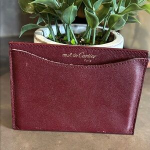 Cartier Must De Burgundy Leather Card Holder